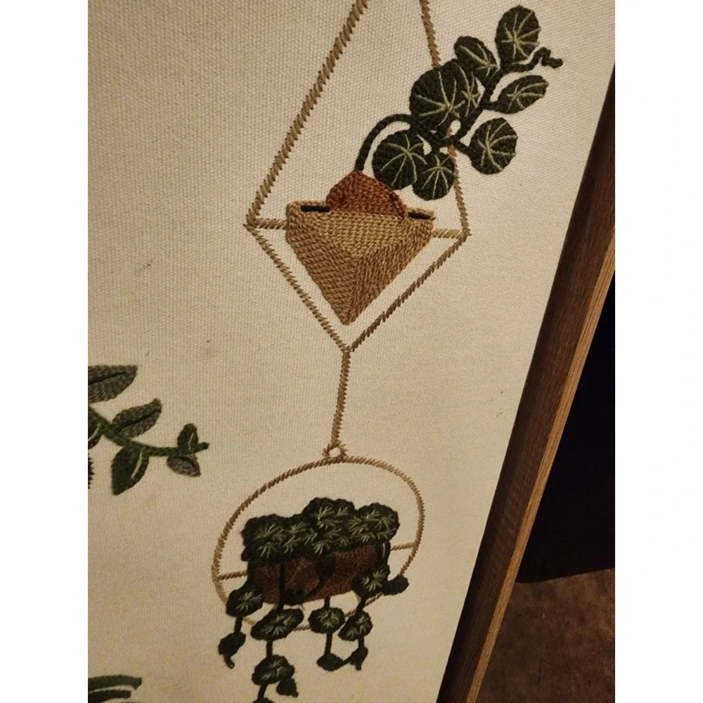 BP Home Textile Embroidered Woven Potted Plant Wall Art 28x18 Inch